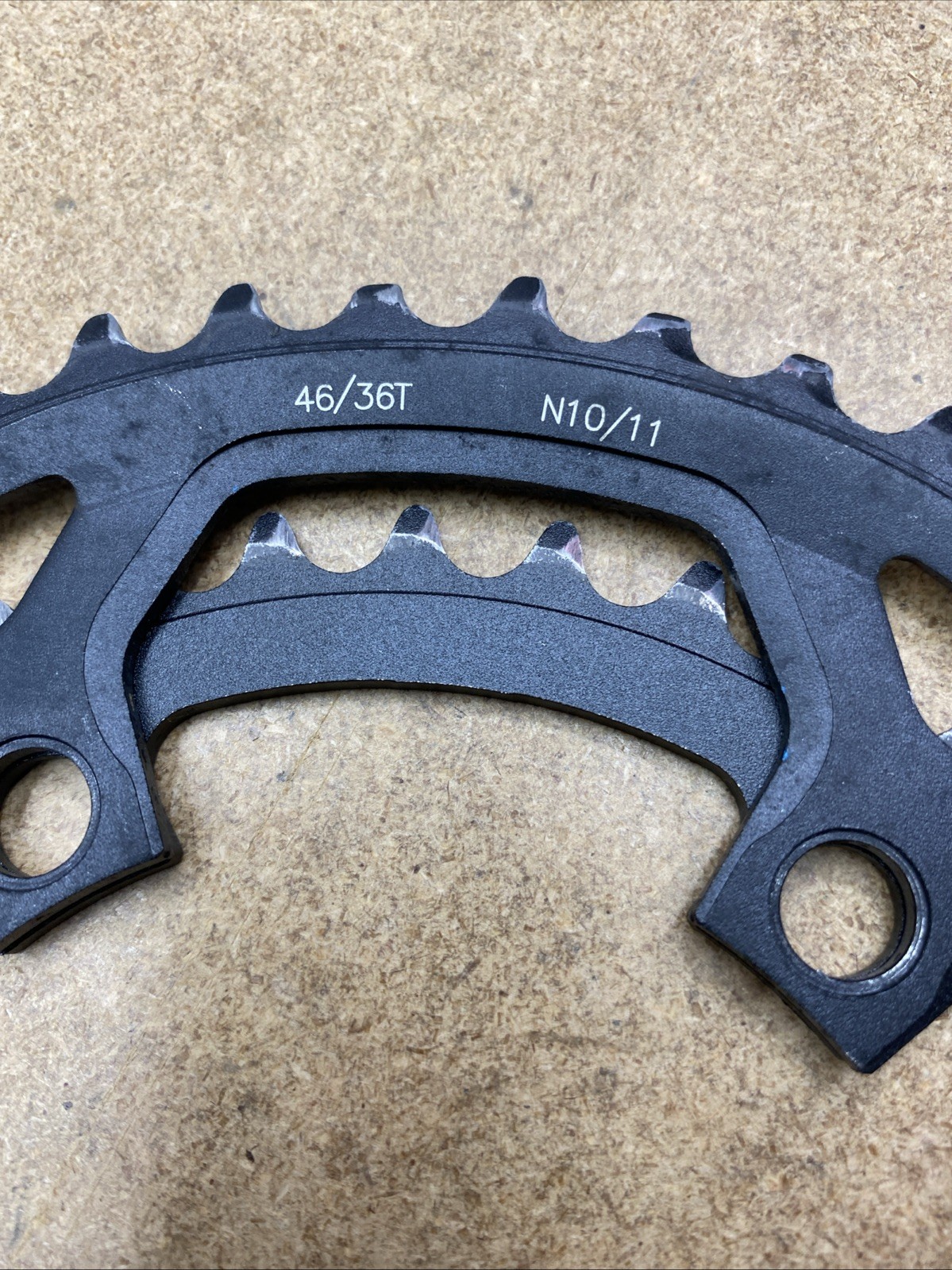 Used FSA Chainring Set 110bcd 46t/36t 10 Or 11 Speed Black Double Chainwheel