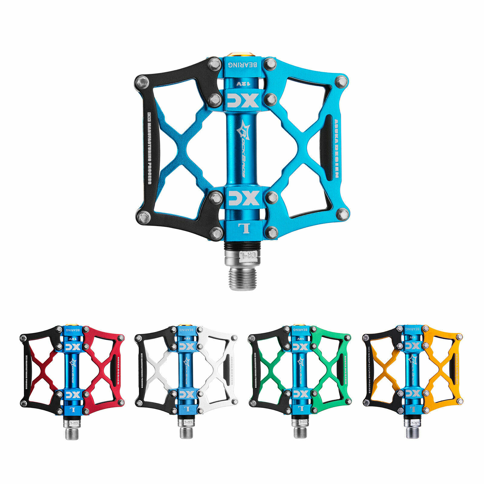 ROCKBROS Bike Platform Pedals Bicycle Flat Pedals Aluminum Alloy Anti-slip 9/16”
