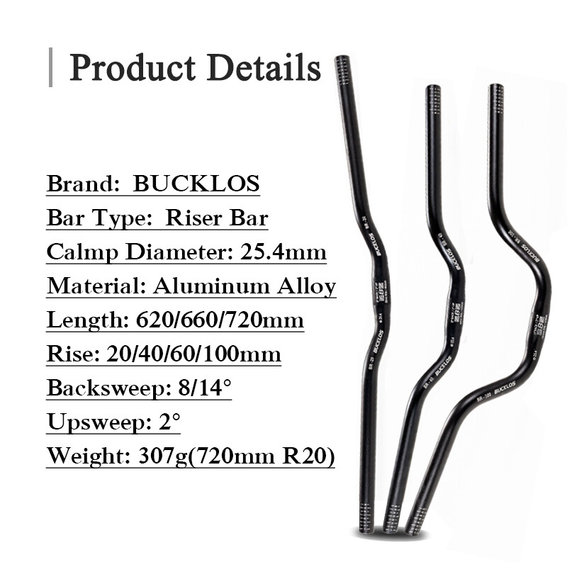 BUCKLOS 25.4/31.8mm Riser Handlebar 580-780mm Aluminum Mountain Folding/BMX Bike