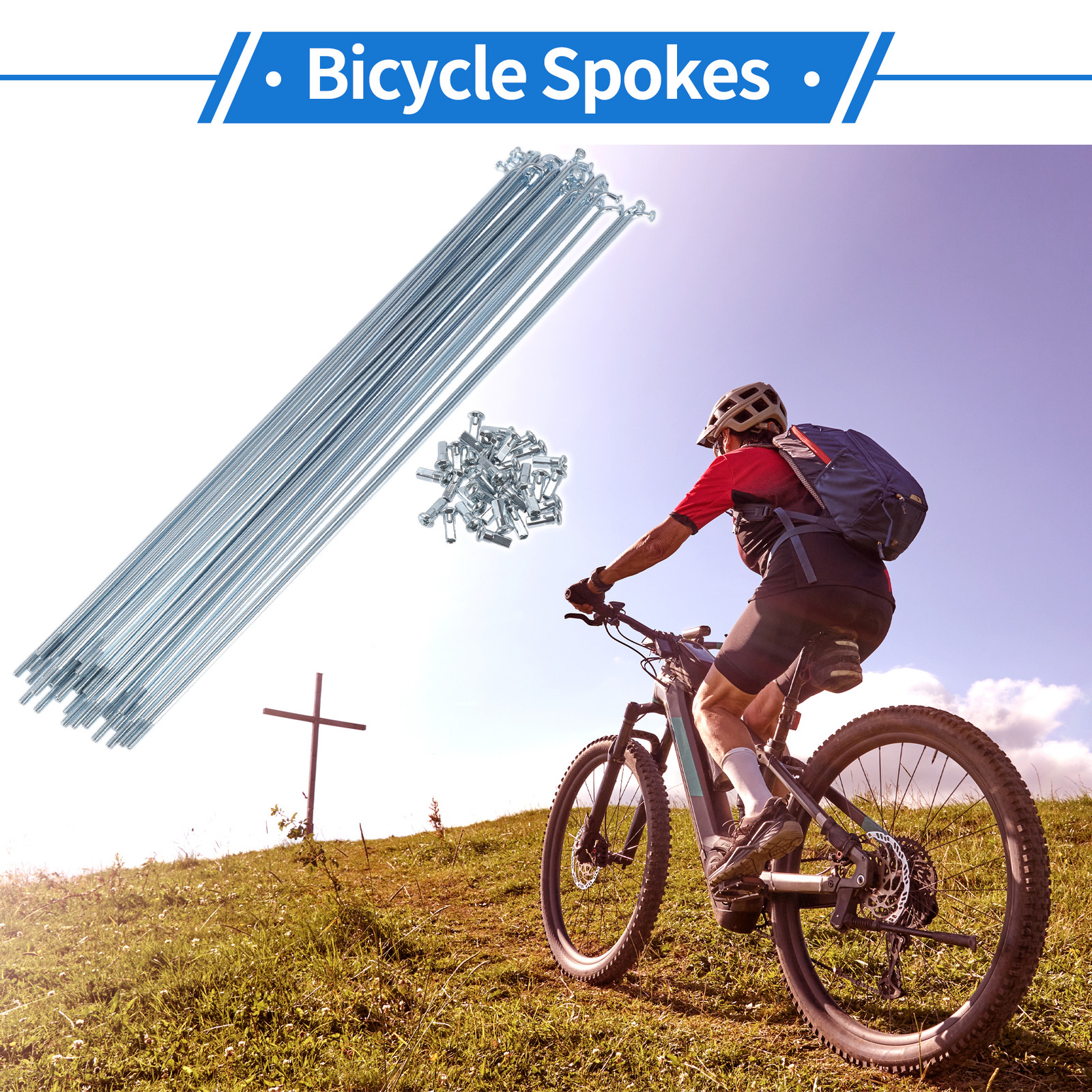 1 Set 12G 275mm Length Bicycle Spokes Nipple Carbon Steel Galvanized Universal