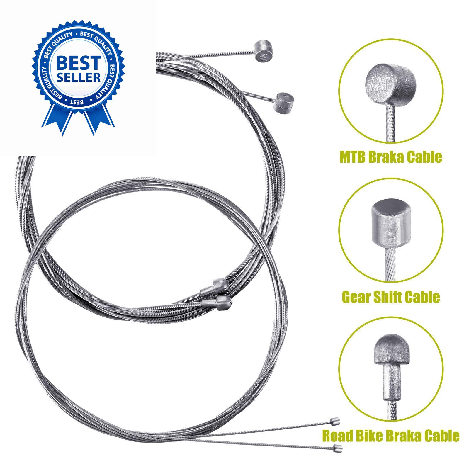 Boao Universal Bike Brake Cable Kit 4 millimeters, 5 Green
