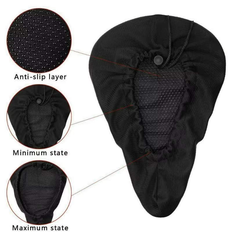 Black Thickened Bicycle Seat Cover Soft Breathable Mountain Bike Saddle Cushion