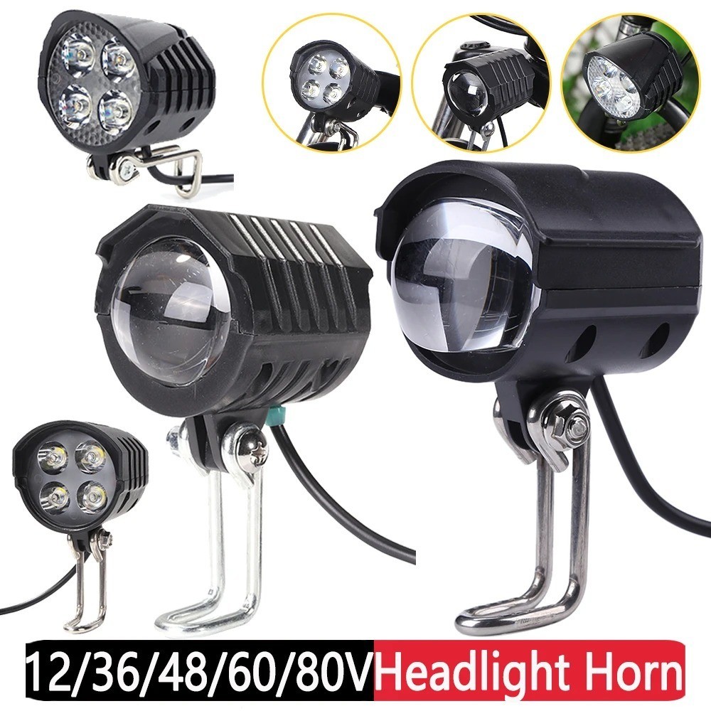 1PC 2 in 1 Headlight Front Light Led Lamp Horn for Bicycle E-Bike Electric US++