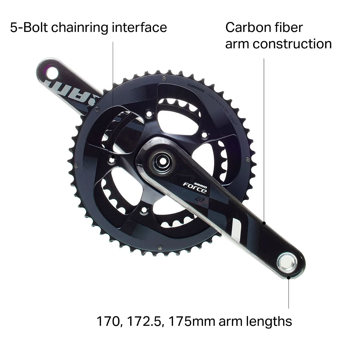 SRAM Force 22 GXP Crankset One Color, 172.5mm 50/34T