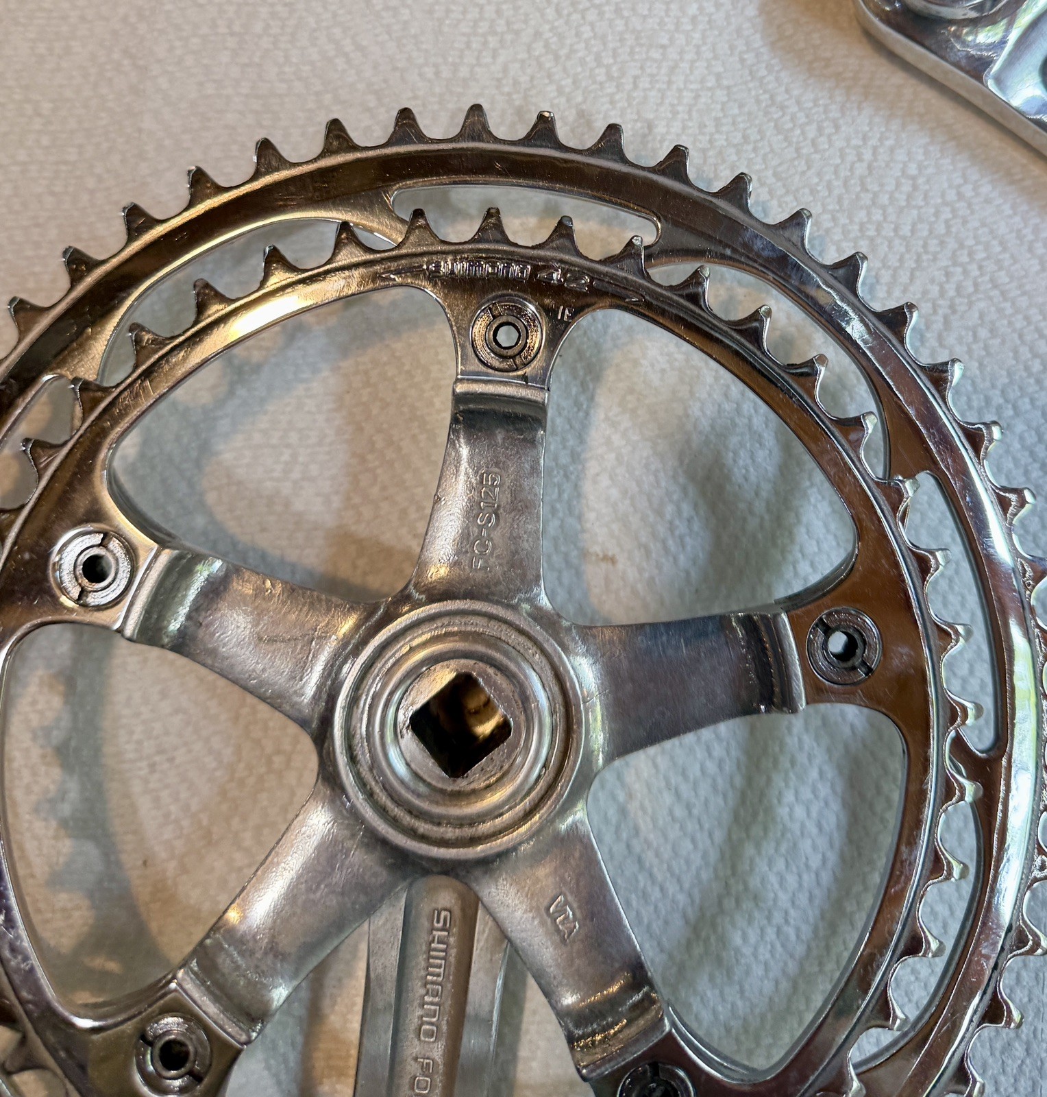Vintage Shimano Golden Arrow 600 Arabesque Crankset 52×42 170mm Polished Nice
