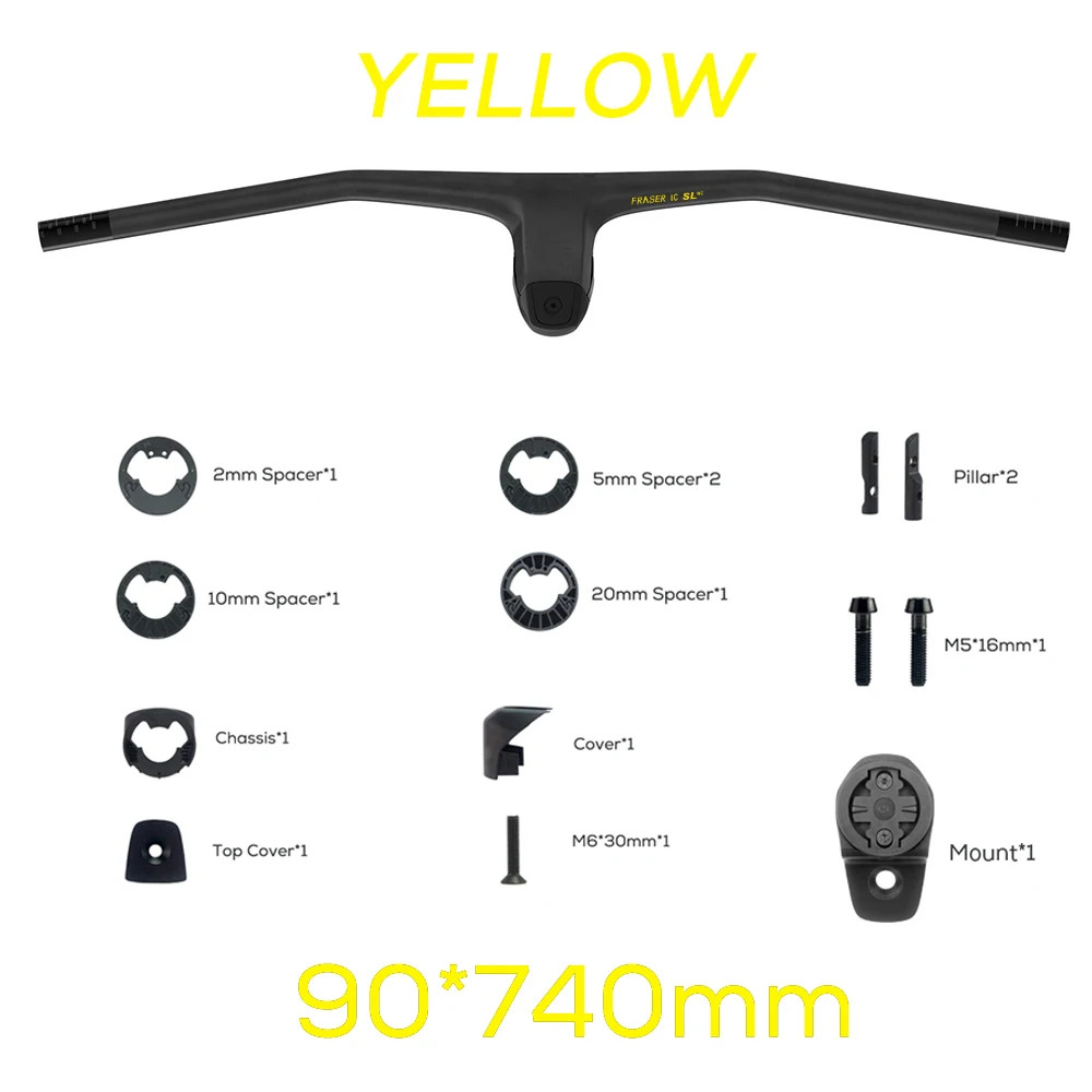 740mm -20 Degrees MTB Bicycle Full Carbon Fibre Integrated Cockpit Handlebar