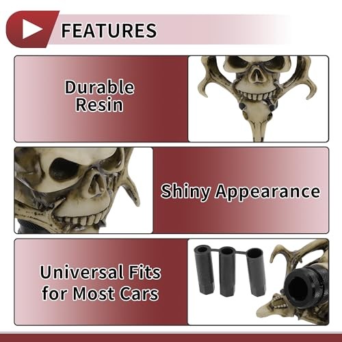 10cm Skull Shift Knob Universal Gear Shifter Knob Resin Stick Shifter Beige