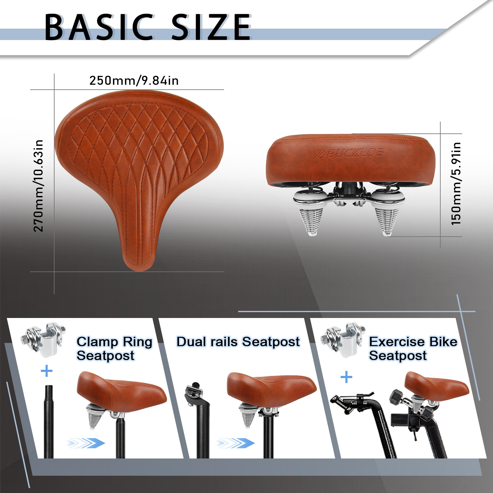 BUCKLOS Bike Wide Big Bum Saddle Seat Comfort Sporty Retro Oversize Cushion Pad
