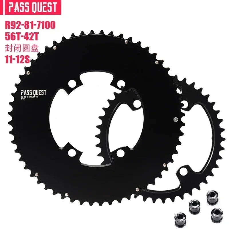 4 Bolts Round Chainwheel 110bcd Aluminum Double Chainring for Shimano 54T-33T