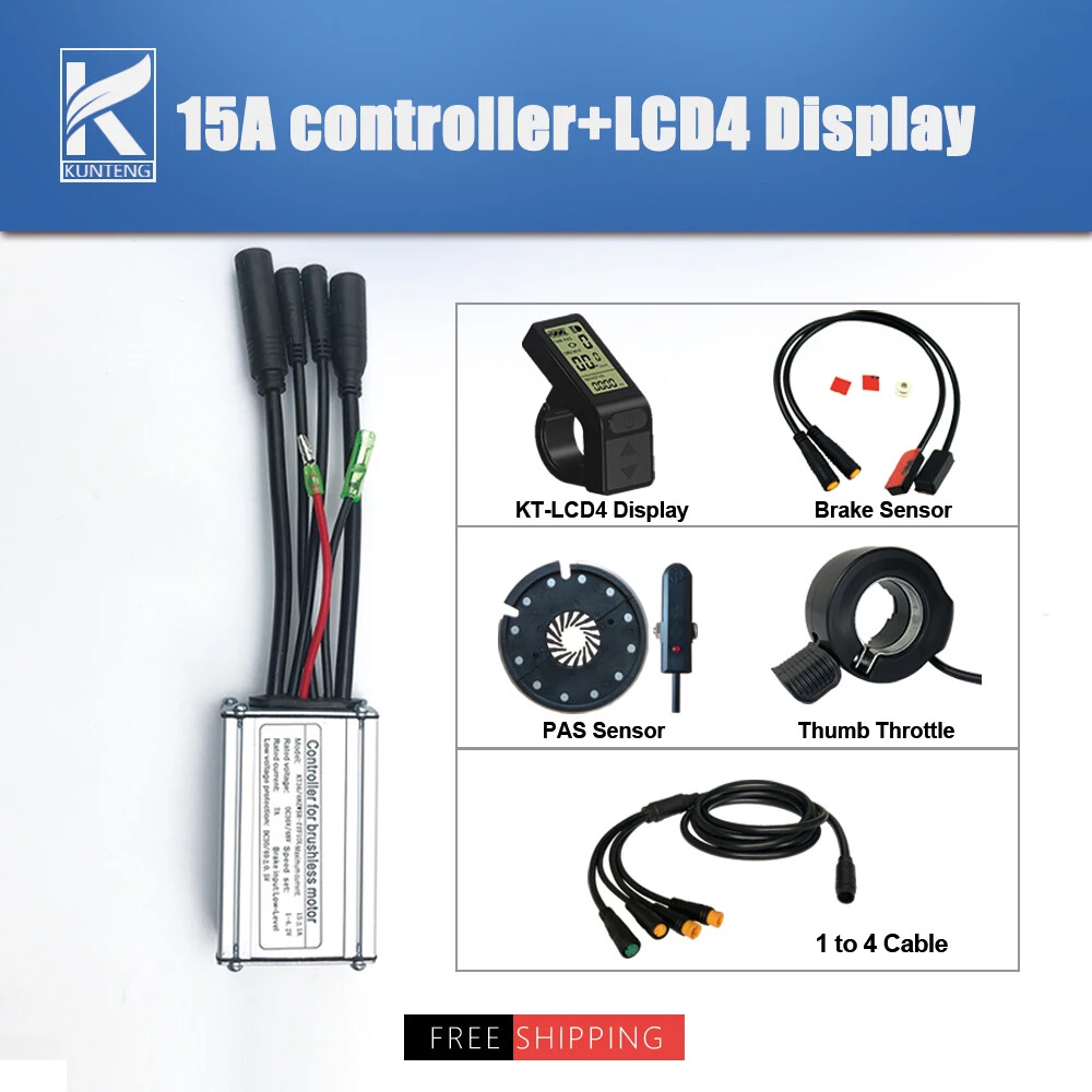 KT Controller 36V 48V 15A 250W 350W Waterproof E-bike Controller with Display