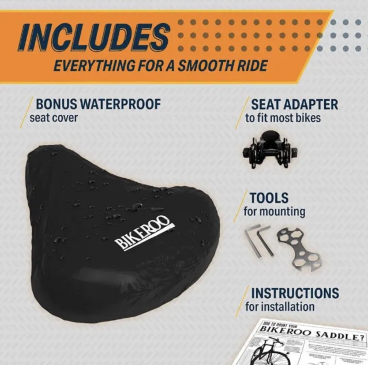 Bikeroo Oversized Bike Seat – Men’s or Women’s Indoor/Outdoor Universal Mounting