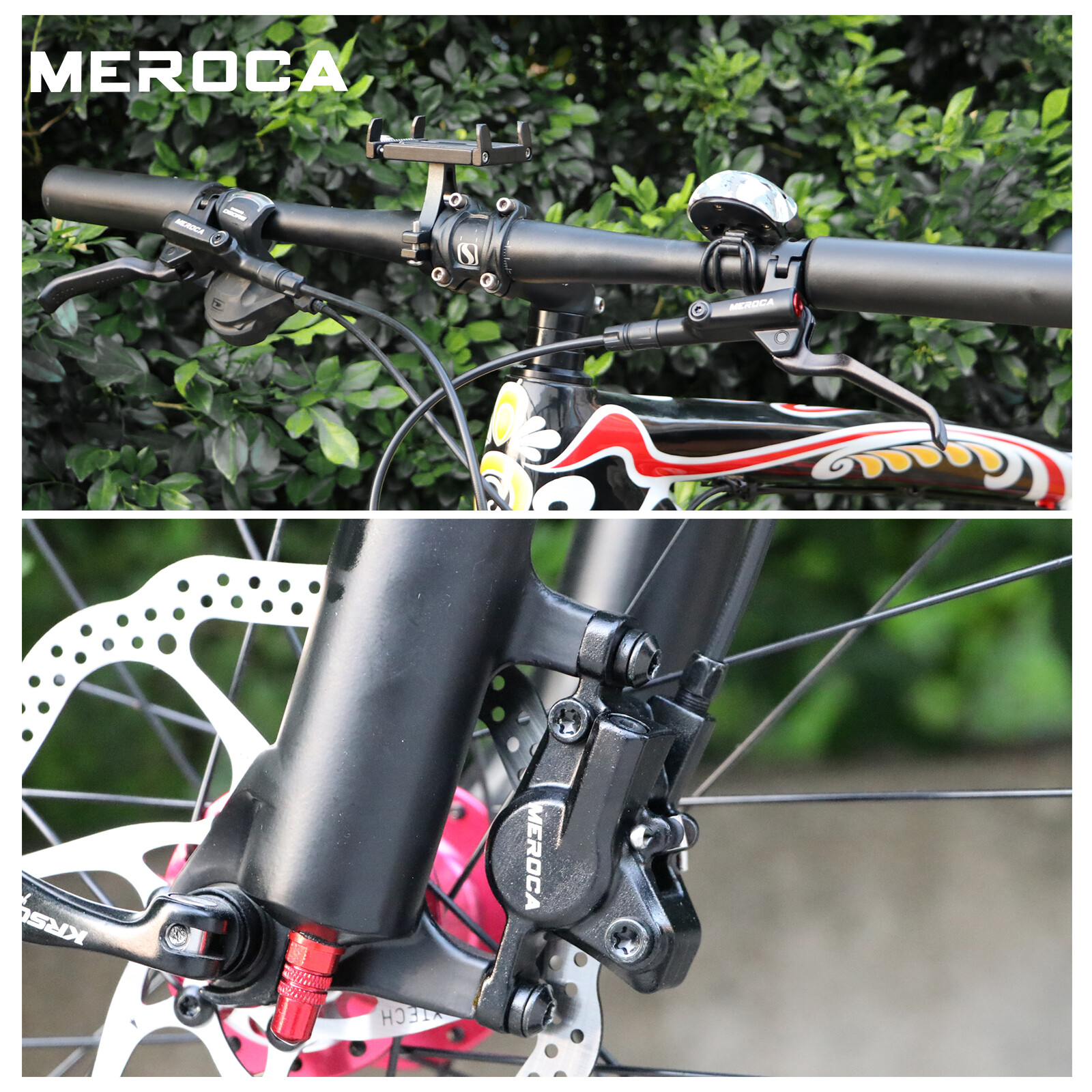 MEROCA MTB Bike Hydraulic Disc Brake 2-Piston Front/Rear 800/1400mm +160mm Rotor