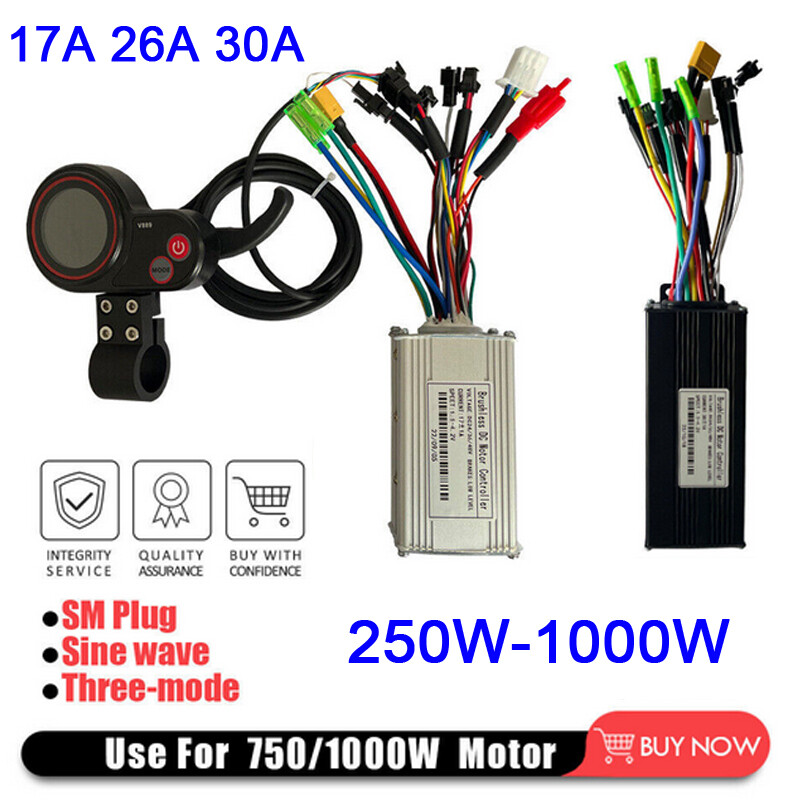 Ebike Electric Bicycle 17A 26A 30A 24V/36V/48V Controller for 250W-1000W Motor