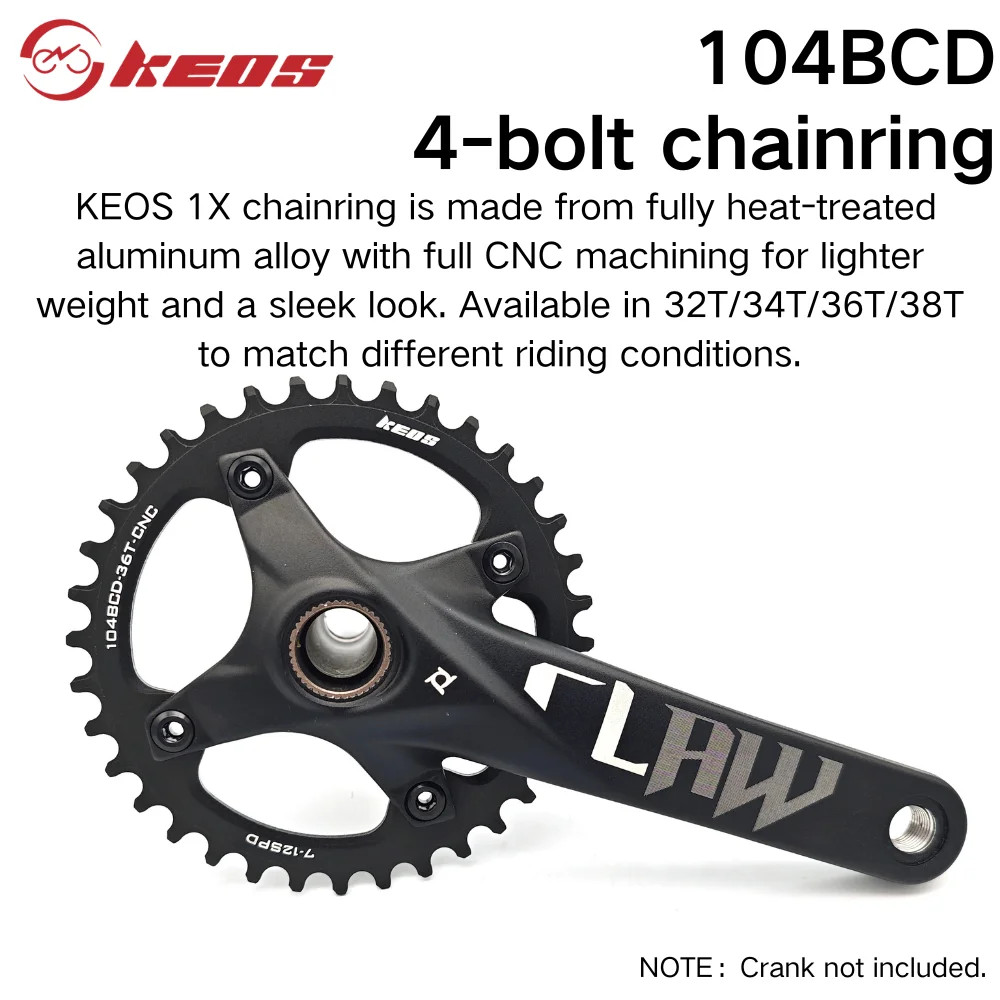 104BCD 1X Narrow Wide Chainring 32T-38T for M370 IXF MTB Road Cranksets