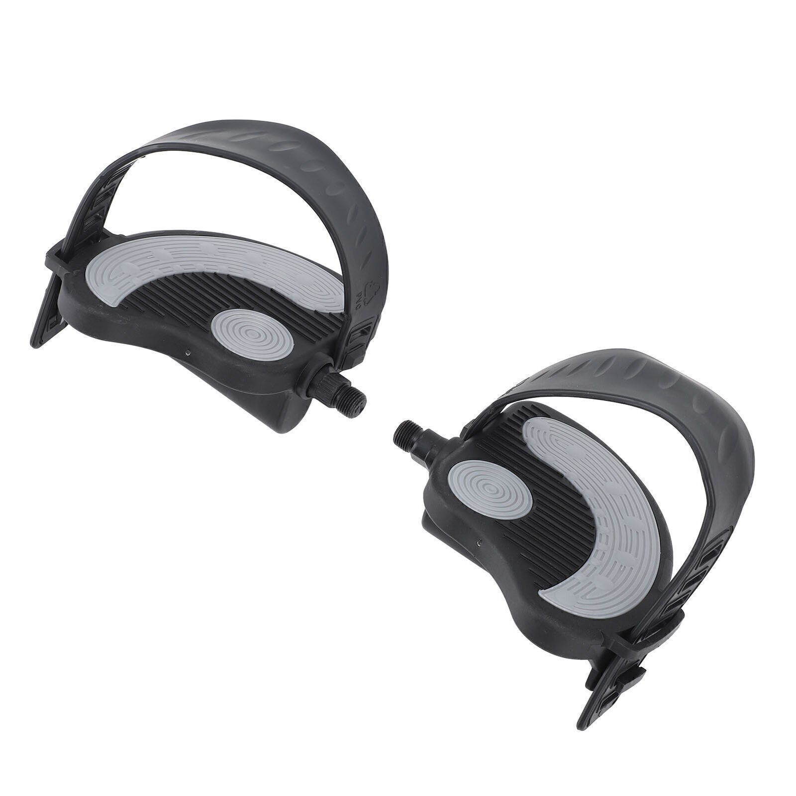 2PCS Exercise Bike Pedals with Straps PP PVC Stainless Steel Universal