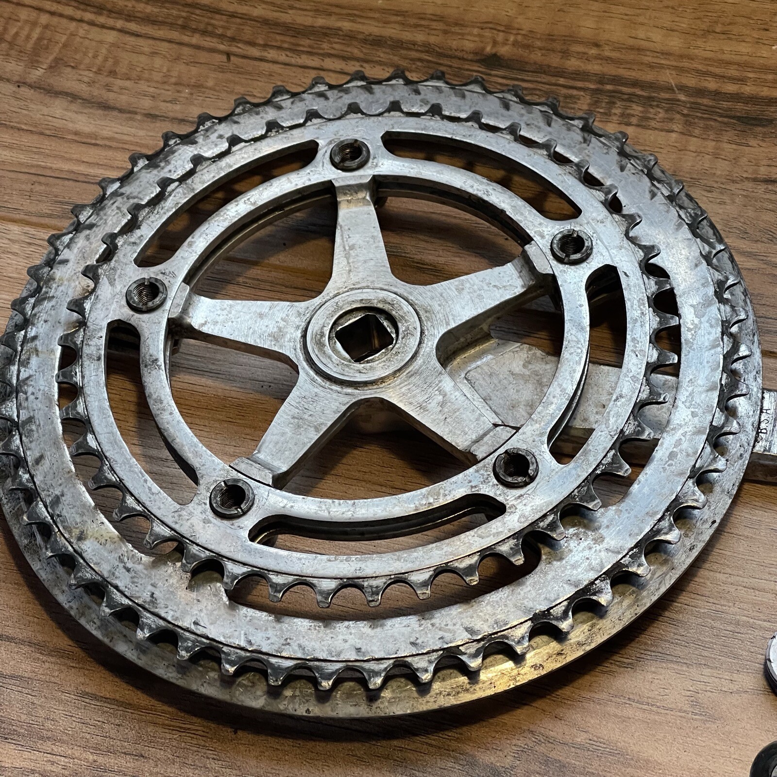 Vintage Nervar Star Crankset BSA English 170 Double 52 42 9/16