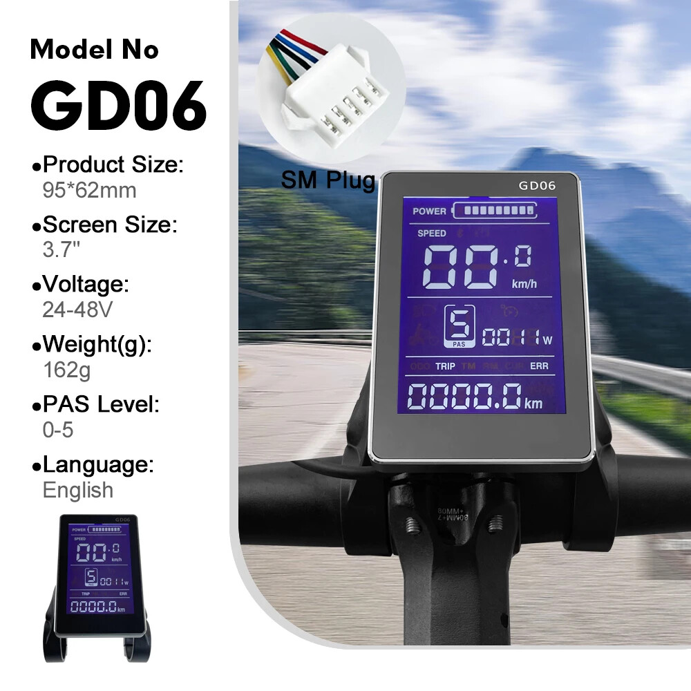 E-bike Display 24V/36V/48V/60V/72V Waterproof/SM Plug for E-bike Conversion Kit