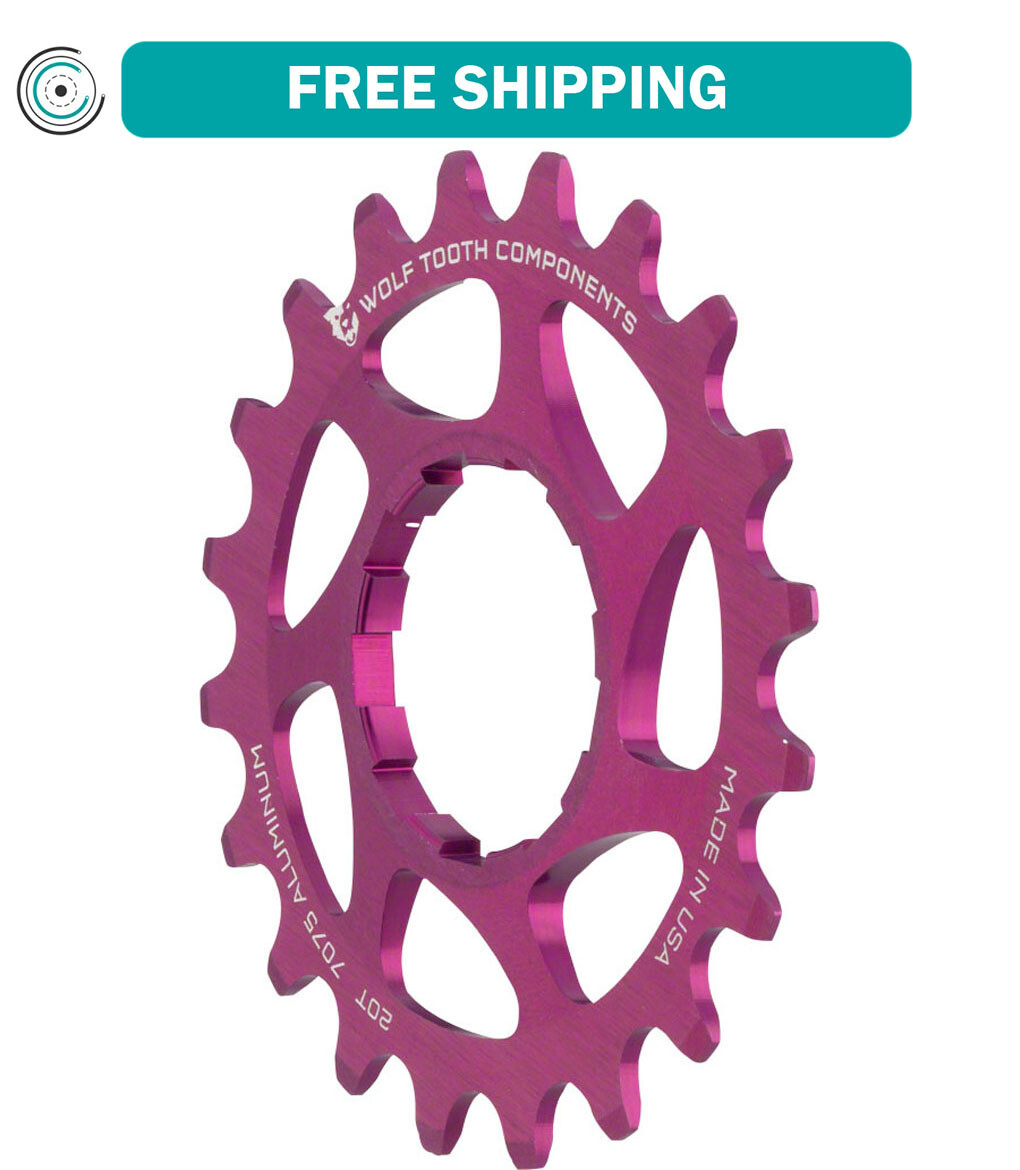 Wolf Tooth Single Speed Aluminum Cog: 20T, Compatible with 3/32″ Chains, Purple