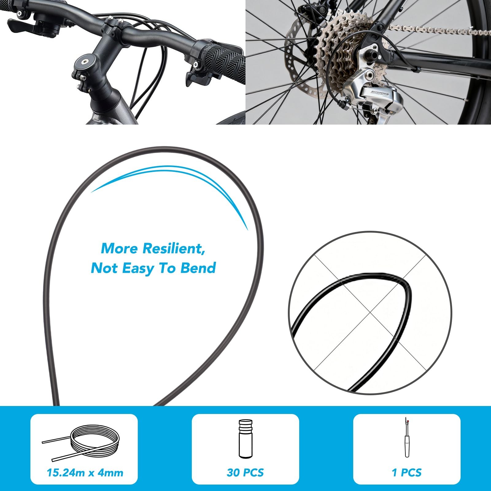Shift Cable Housing,4mm X 50ft Lined Bicycle Bike Derailleur/Shift Cable Hous…