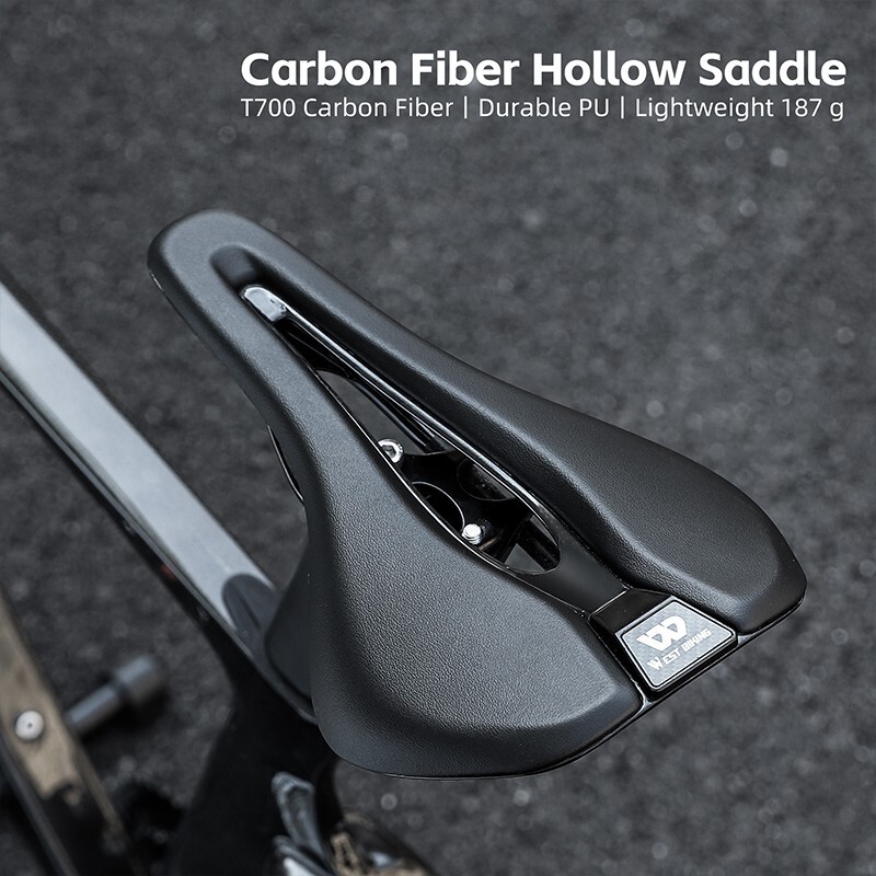 WEST BIKING PU Leather T700 Carbon Fiber Road Bike Saddle Bicycle Saddle Cushion