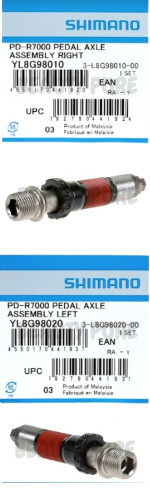 1 Pair Shimano 105 PD-R7000 Pedal Axle Assembly Left / Right NIB