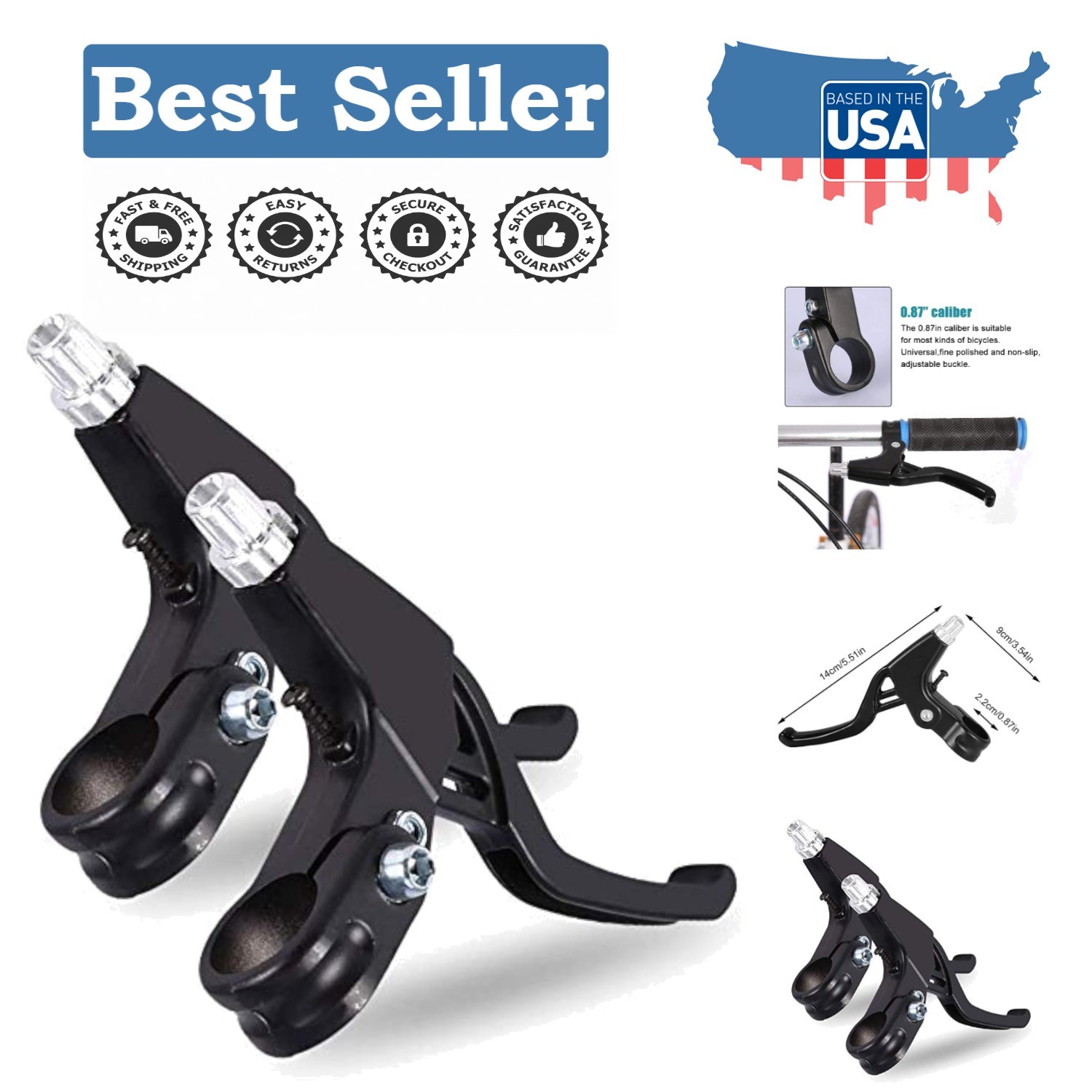 Durable Aluminium Alloy Bicycle Brake Levers – Ambidextrous & Easy to Install