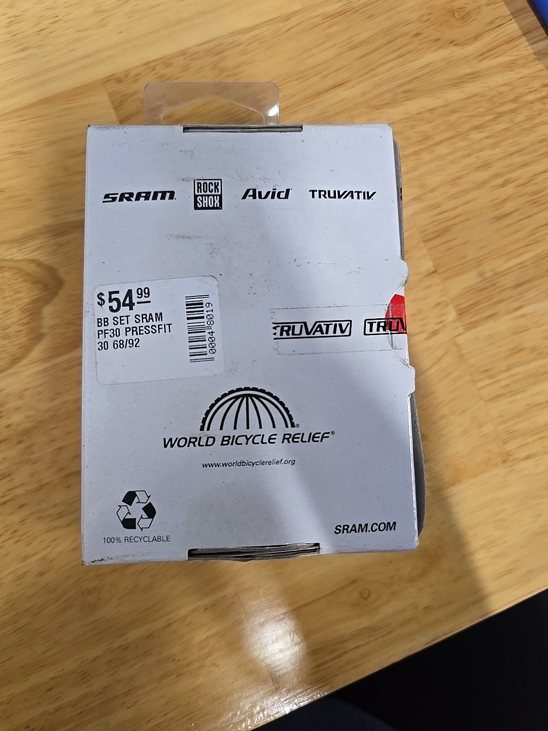 SRAM PressFit 30 68/92mm Bottom Bracket – Black (00.6418.009.000)