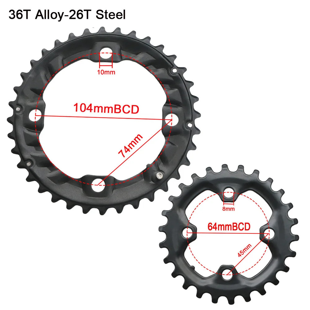 MTB Bicycle Chainring 64BCD 104BCD Double Chainwheel 22T-38T Parts