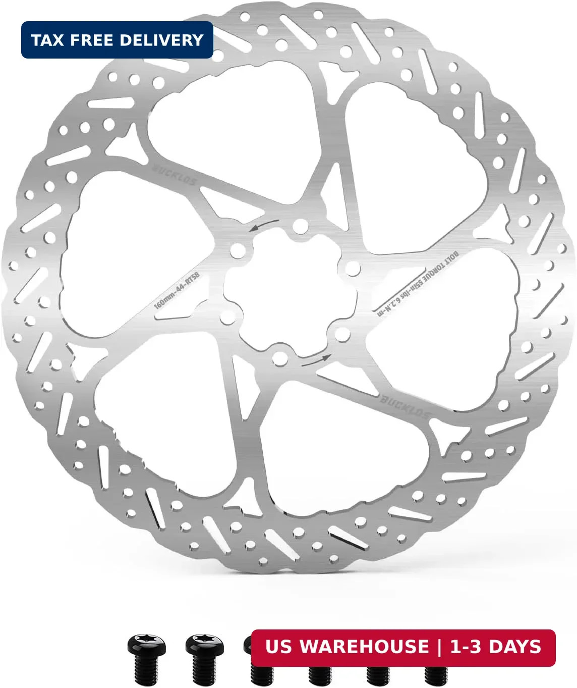 BUCKLOS RT58 140mm 160mm 180mm 203mm Bike Disc Brake Rotor with 6 Bolts, MTB Sta
