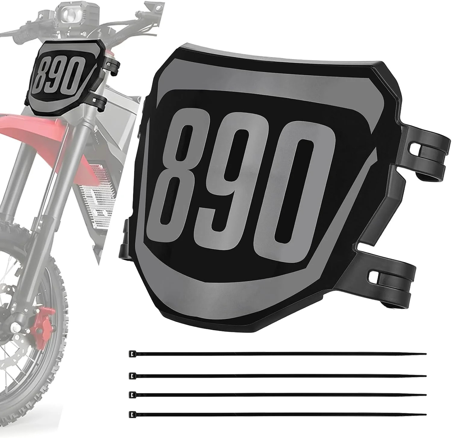 Universal Electric Dirt Bike Ebike Front Number Plate with 3 Set 0-9 -Number DIY