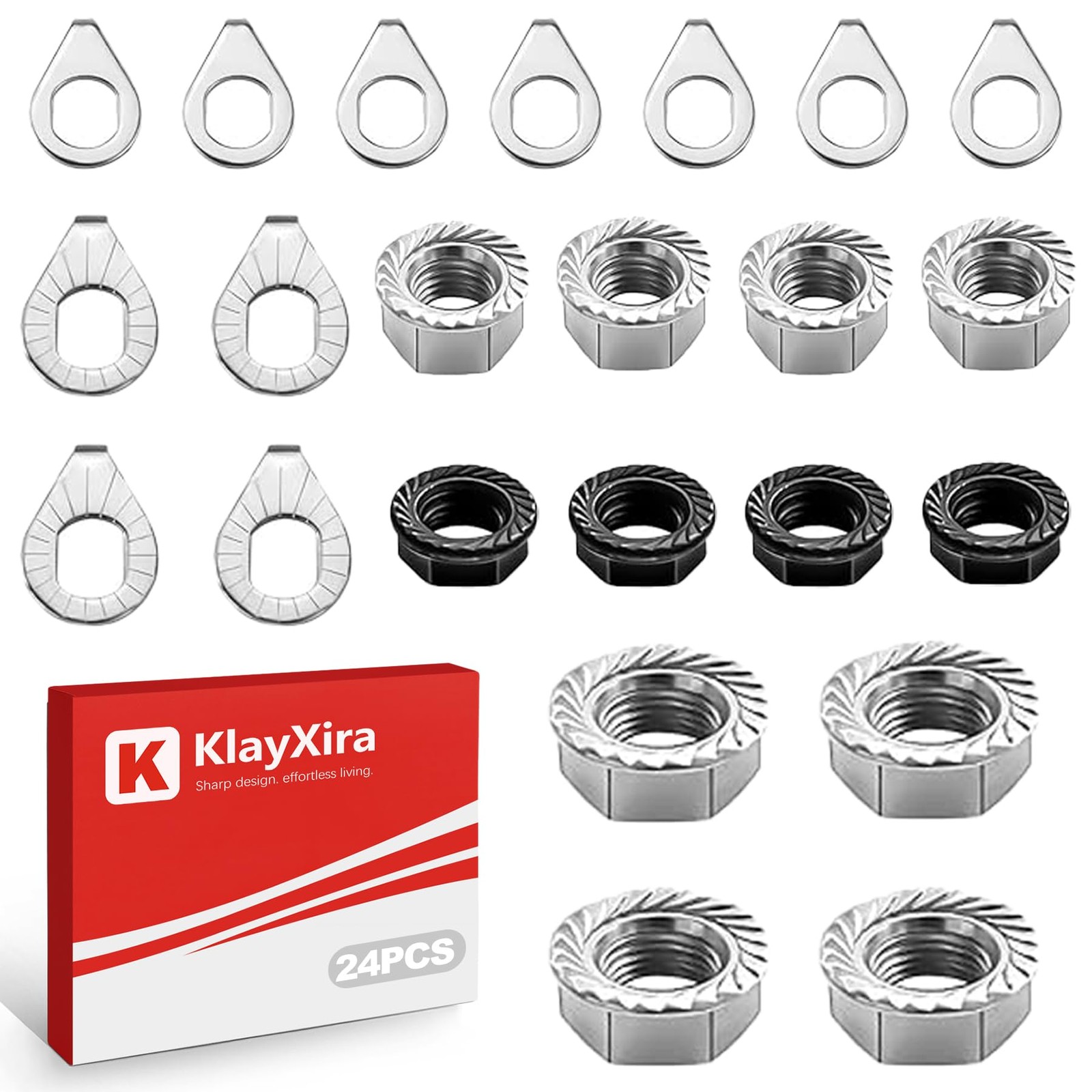24 Pack M8 M9.5 M10 Bike Axle Nut Washer Kit Universal Bicycle Hardware Set