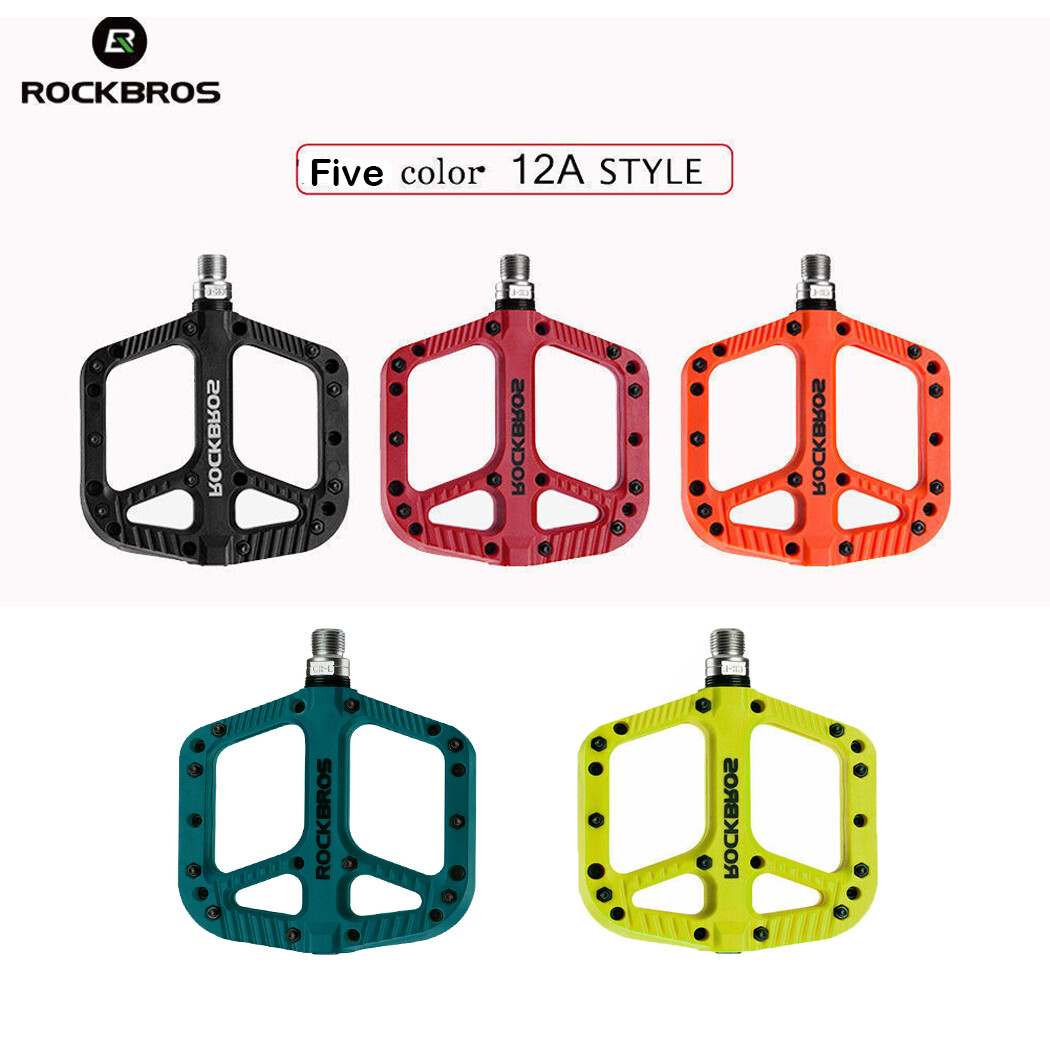 ROCKBROS Mountain Bike Pedals Nylon Composite Bearing 9/16″ Widened Flat Pedals