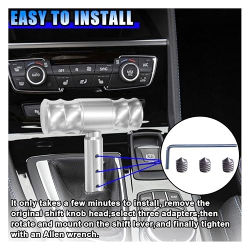 BDZMC Car Gear Shift Head, Car Modification Aircraft Joystick Shift Silver