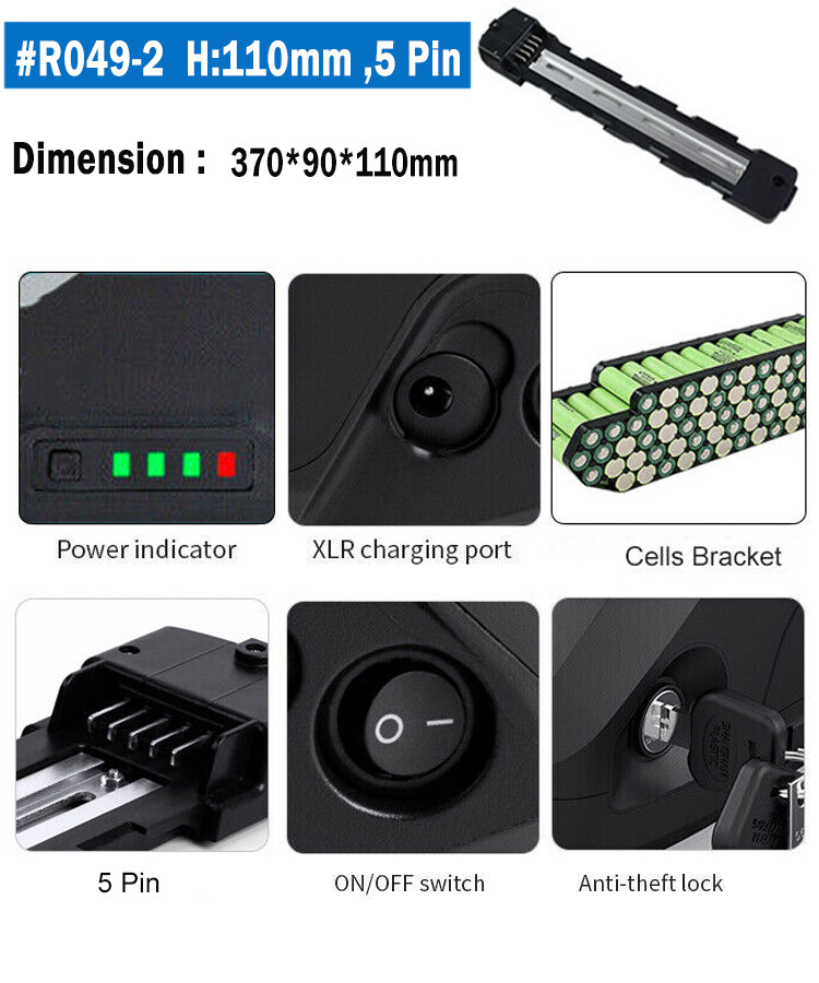 UPP Electric Bicycle Polly Battery 48V 52V 60V 20AH 25Ah Pack for 0-2000W Motor