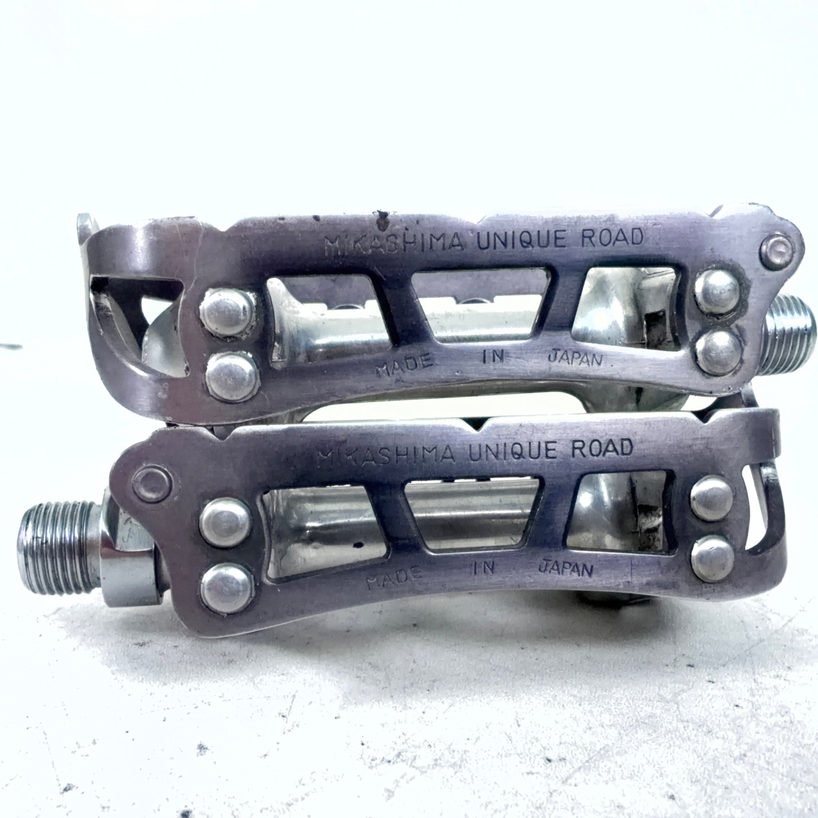 Vintage Mikashima Unique Road Bike Pedals 9/16″ Black/Silver Pair MKS
