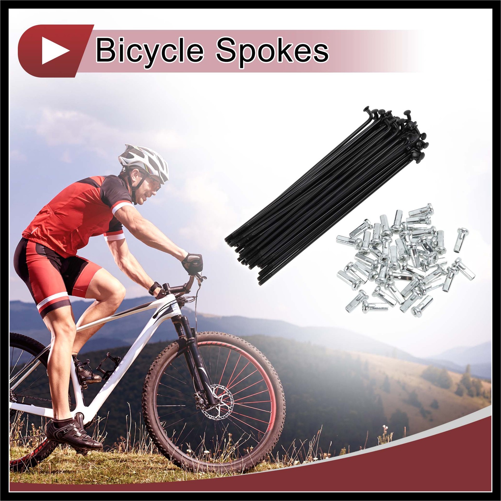 38 Set 14G Bicycle Spoke 100mm Bike Wheel Spoke Carbon Steel