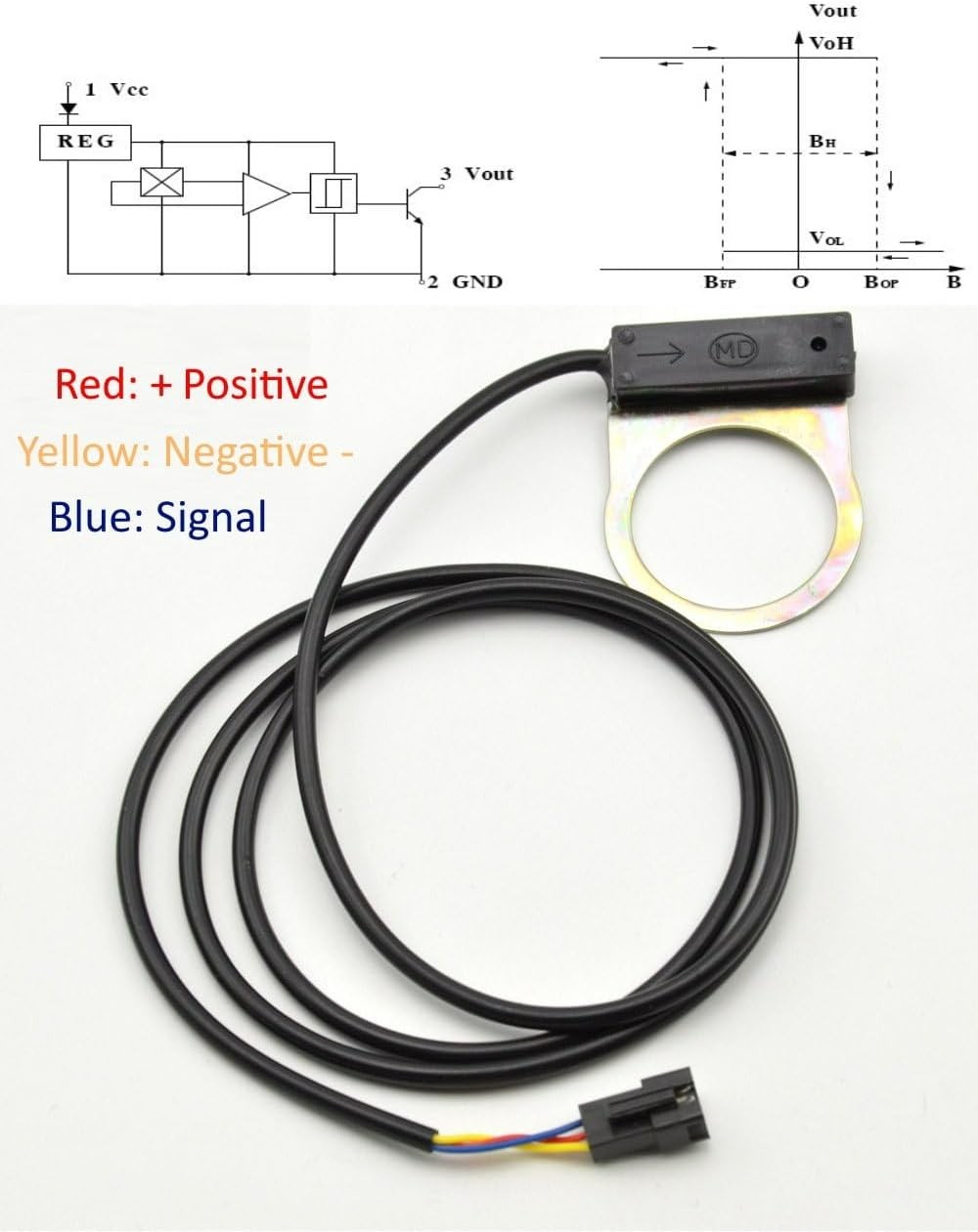 Electric Bike Pedal Assist Sensor, 3 Pin, 12 Magnet, Black, Plastic, Modern S…