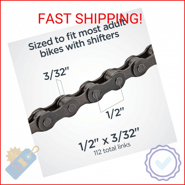 Schwinn Bike Chain, 1/2″ x 3/32″ Derailleur Chain Replacement, 112 Total Links,