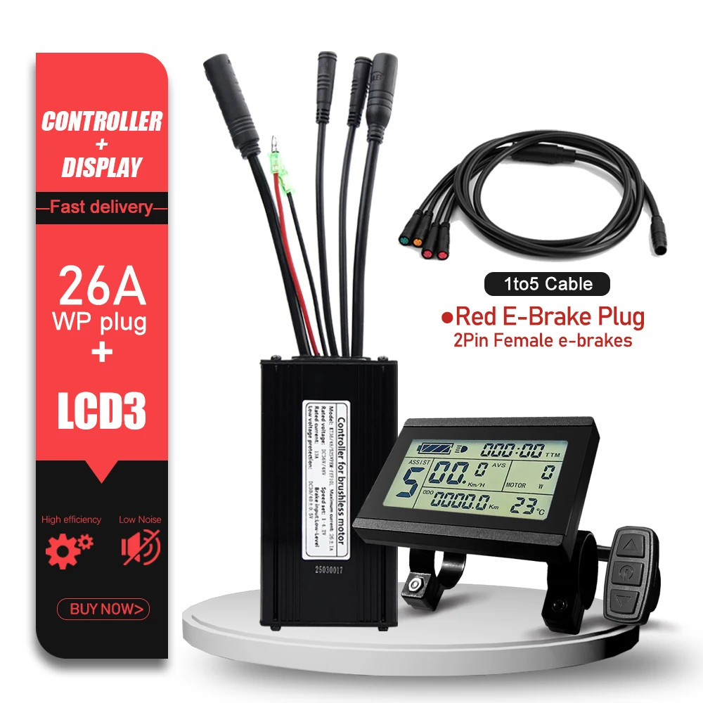 E-bike Controller 36V 48V 52V 26A Waterproof Sinewave Controller 500W 750W