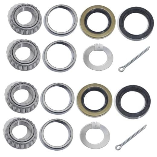 2 Sets for 1» Axle Trailer Hub Bearings 2Set L44643 Bearing Kit + Tang Washers