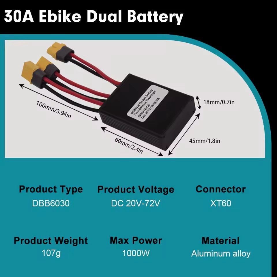 Dual Battery Discharge Converter Ebike Parts 20A-120A Dual Battery Pack 20V-100V
