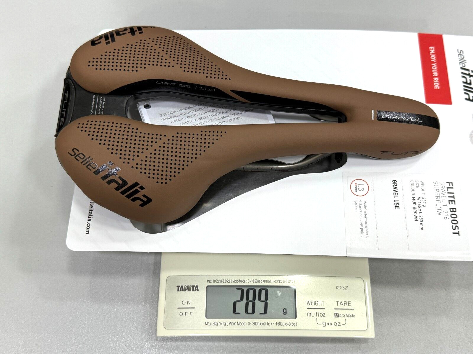 Selle Italia Flite Boost Gravel Ti316 Superflow L3(145x250mm) Saddle Brown