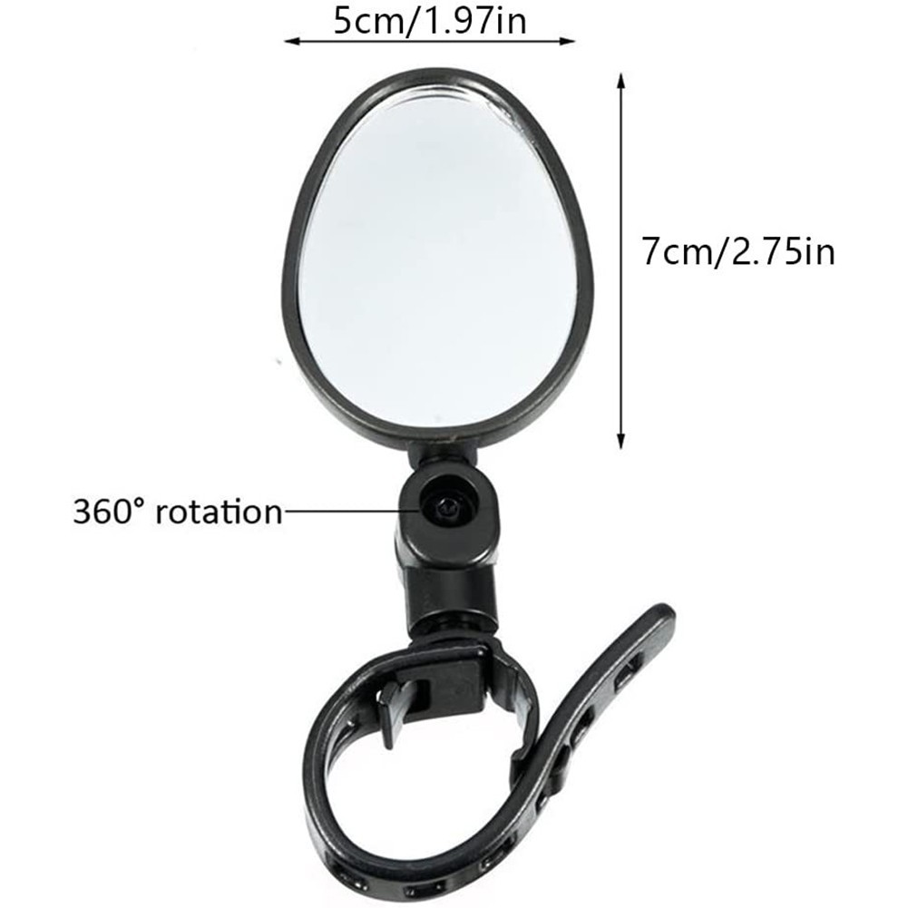 Bike Rearview Mirror with Silicone Handle Wide Angle Convex for Mountain Bikes