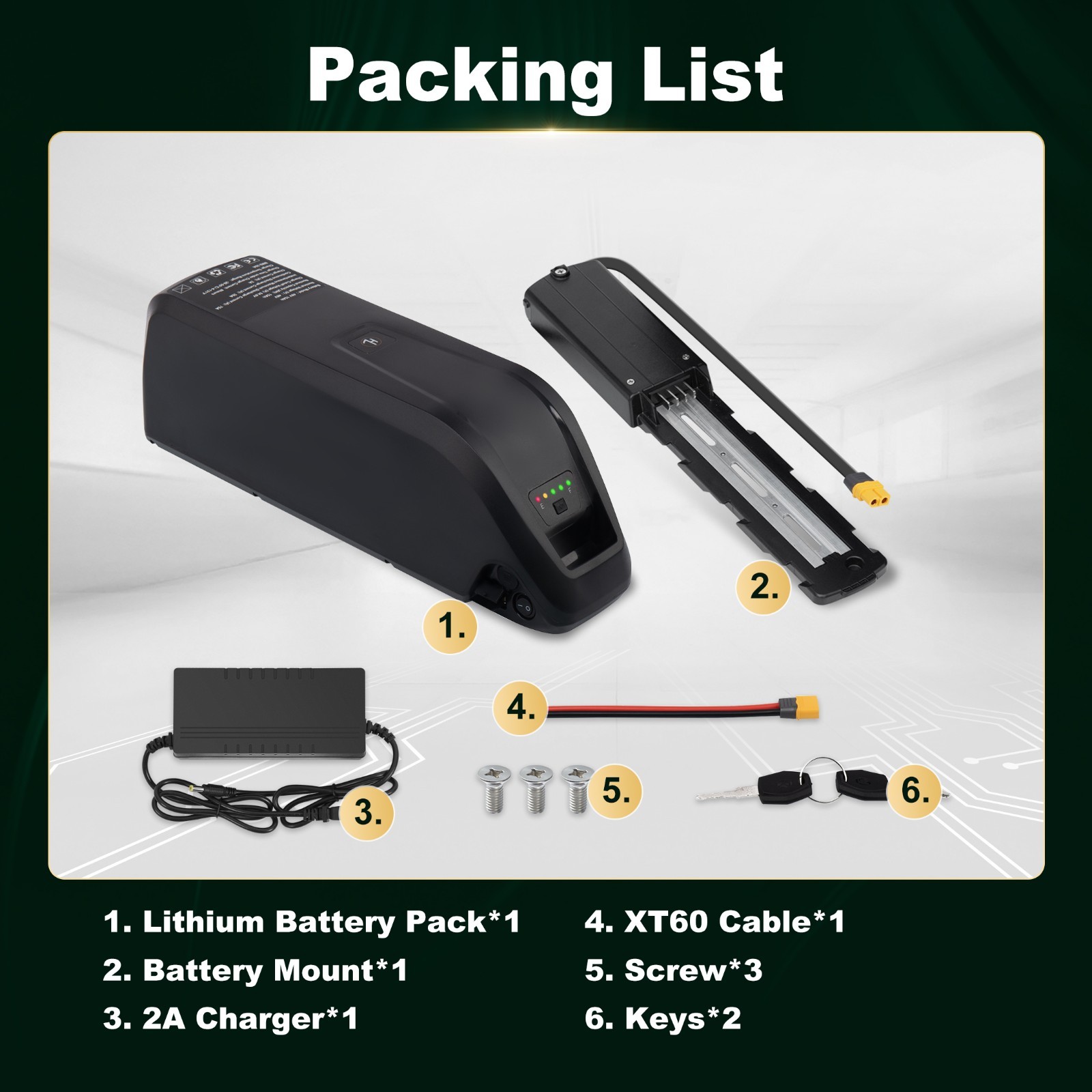 48V 15Ah 4PIN Hailong Ebike Battery for ≤1000W Electric Bicycle Lithium Battery