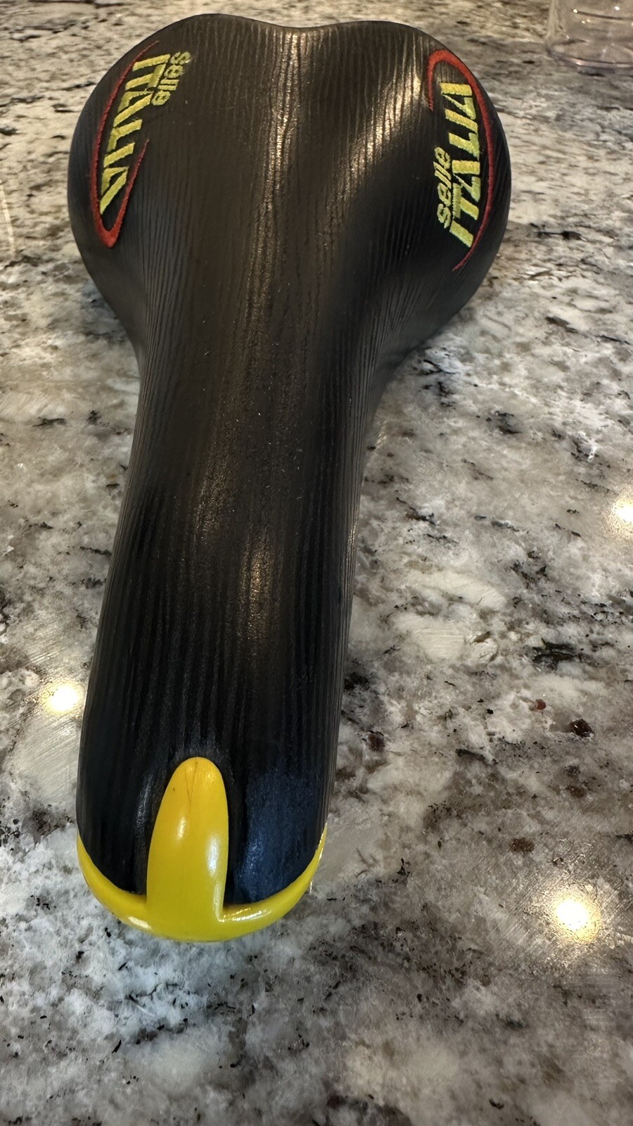1999 Selle Italia Turbomatic 3 Black Leather Manganese Rail Saddle,Used Vintage