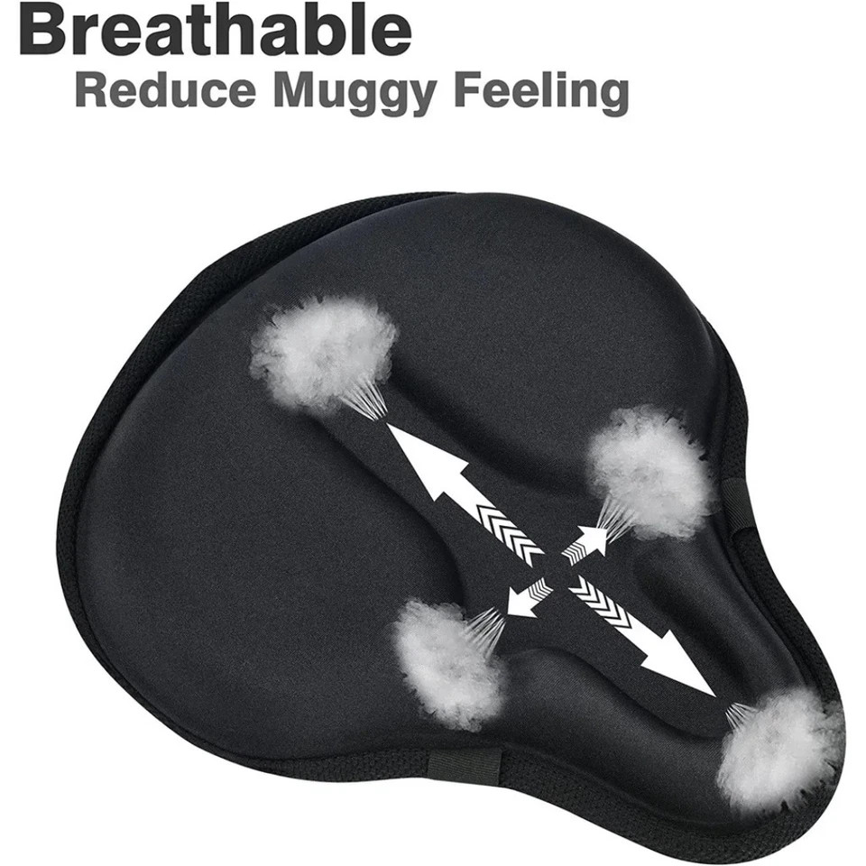 Comfort Bike Seat Cushion Soft Gel Extra Wide Big Bum Bicycle Saddle Pad Sport