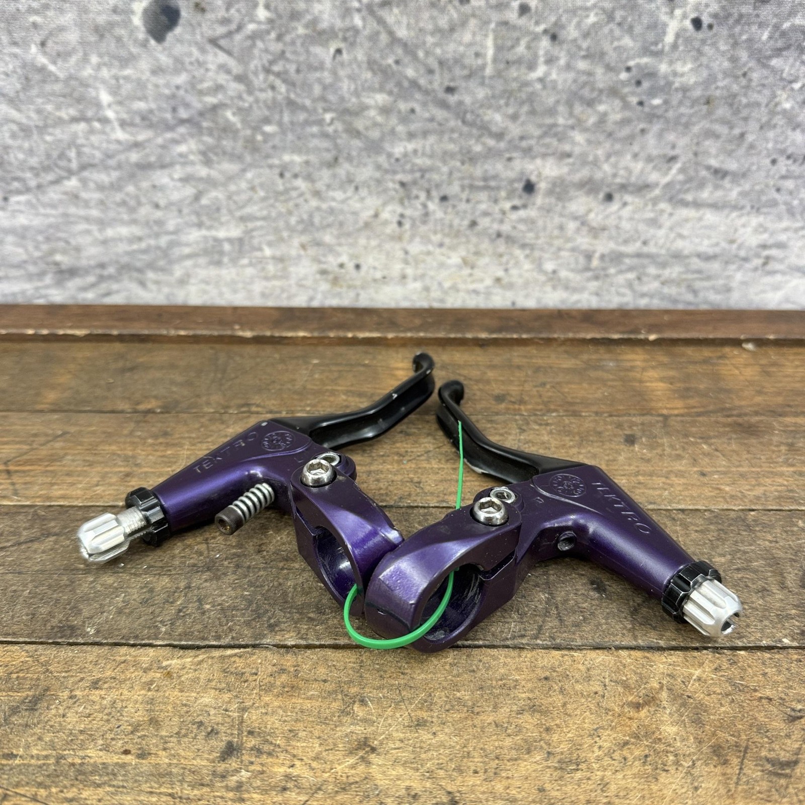 Vintage Tektro Brake Levers Pair Purple Flat Bar MTB BMX Bike Painted