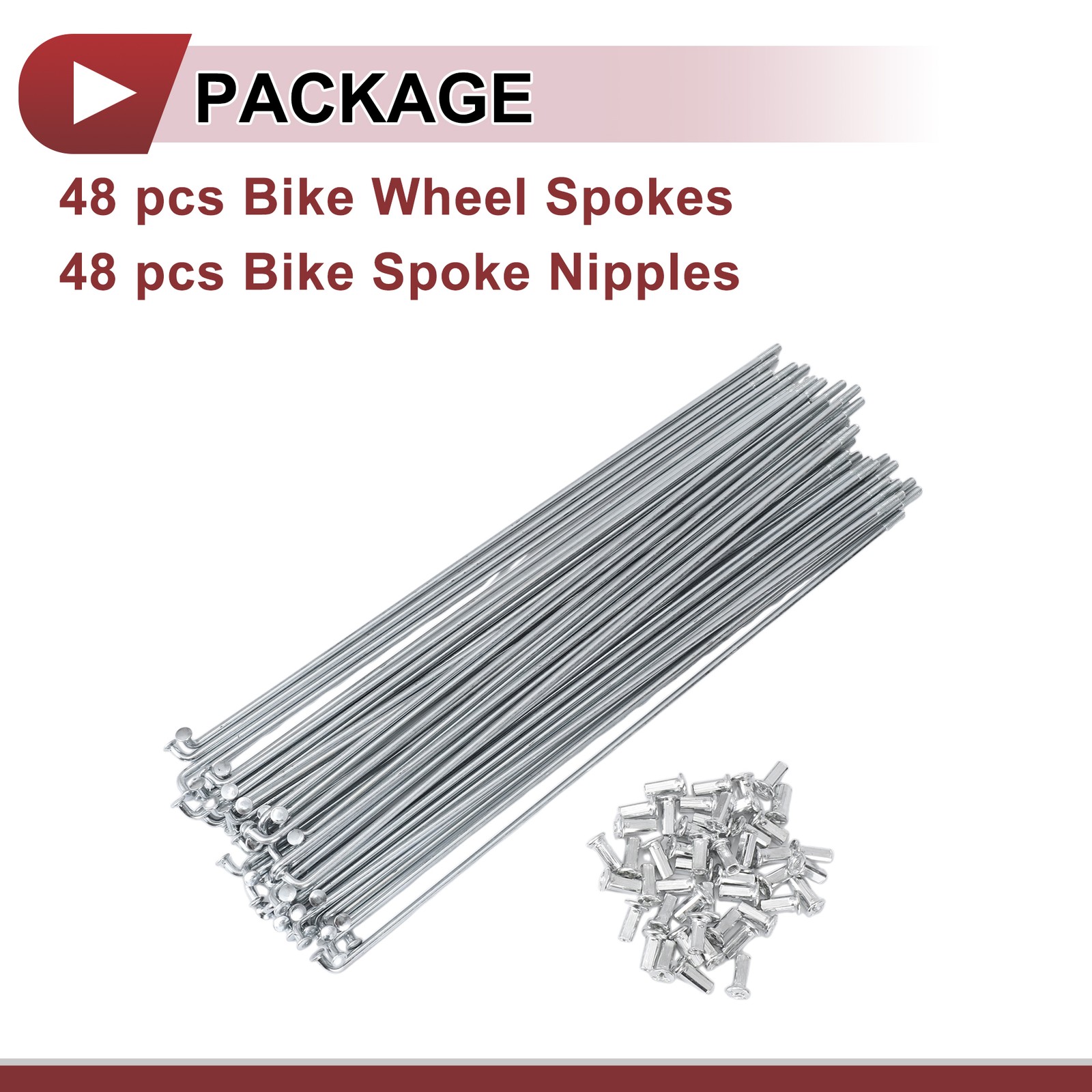 48 Set 10G Bicycle Spokes 260mm Bike Wheel Spokes Carbon Steel Galvanized