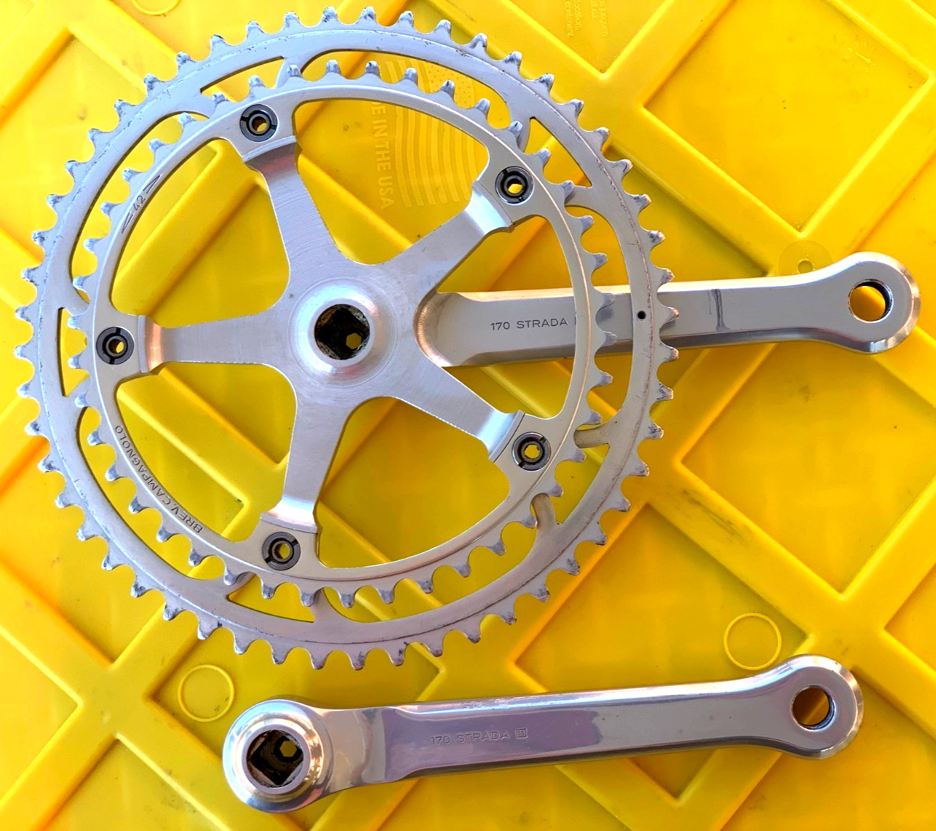 Vintage 80s CAMPAGNOLO SUPER RECORD STRADA Double Crankset 170mm 52/42 Road Bike