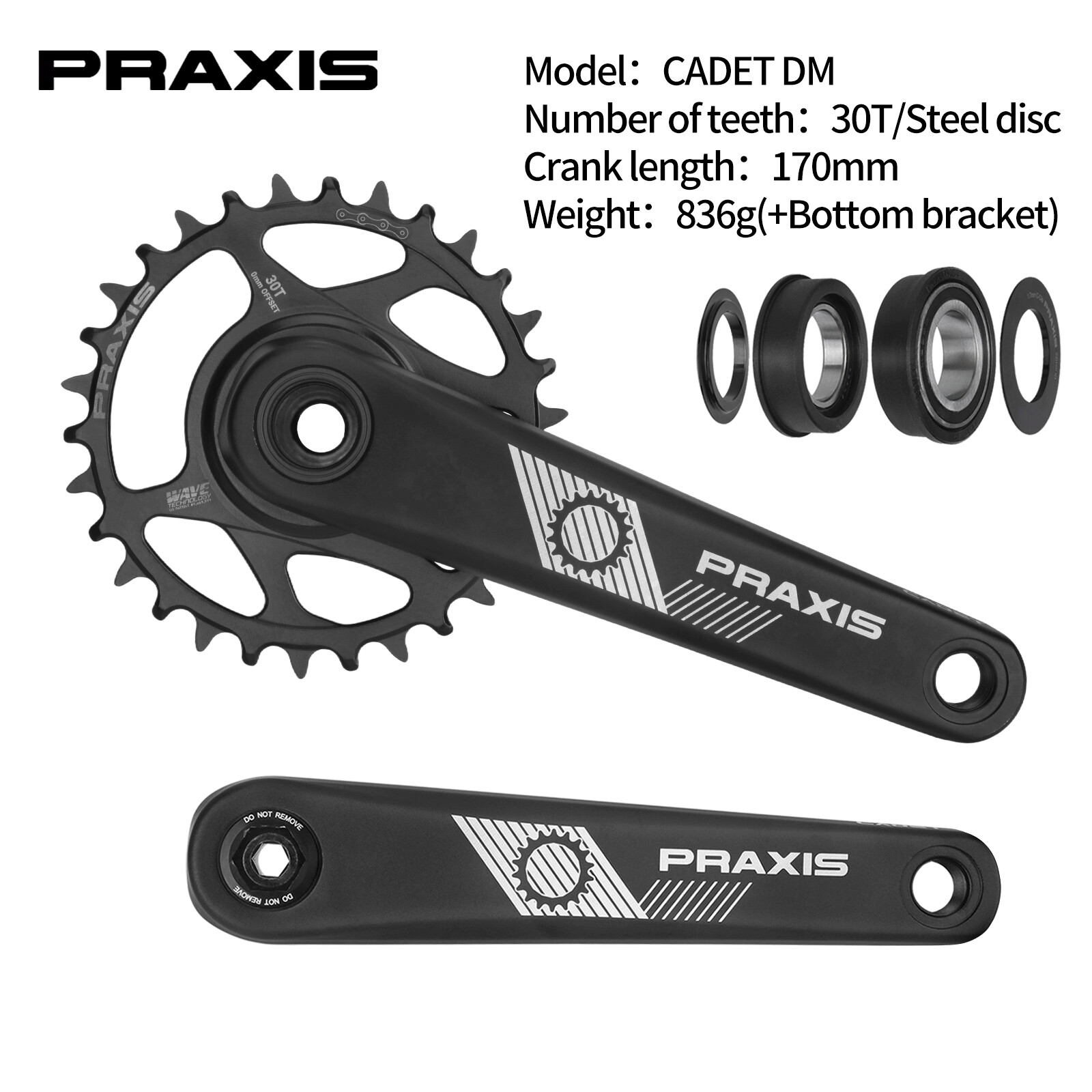 Praxis Cadet DM/HD/G2 Crankset 165/170/175mm 30/32T Press-Fit BB All From TREK